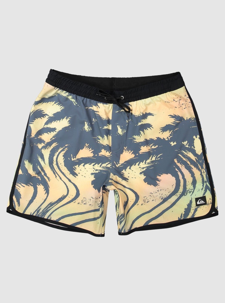 Mens Quiksilver Elastic Waist | Surfsilk Scallop Volley 17" Volleys Black