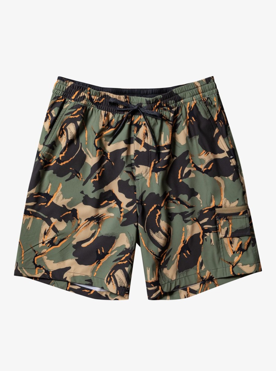 Mens Quiksilver Boardshorts | Taxer Cargo 18" Amphibian Boardshorts Camo - Plage