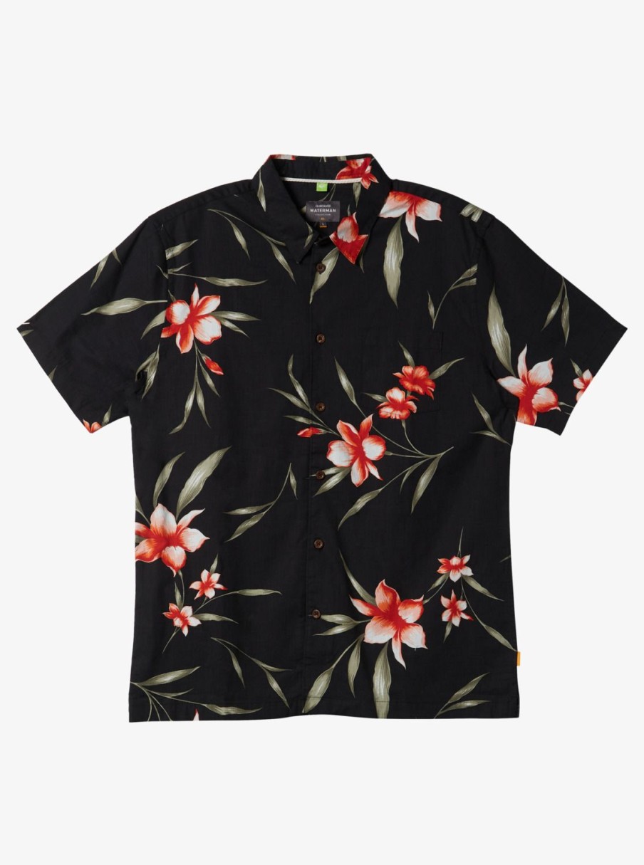 Mens Quiksilver Shirts & Polos | Waterman Night Bloomer Woven Shirt Black Night Bloomer