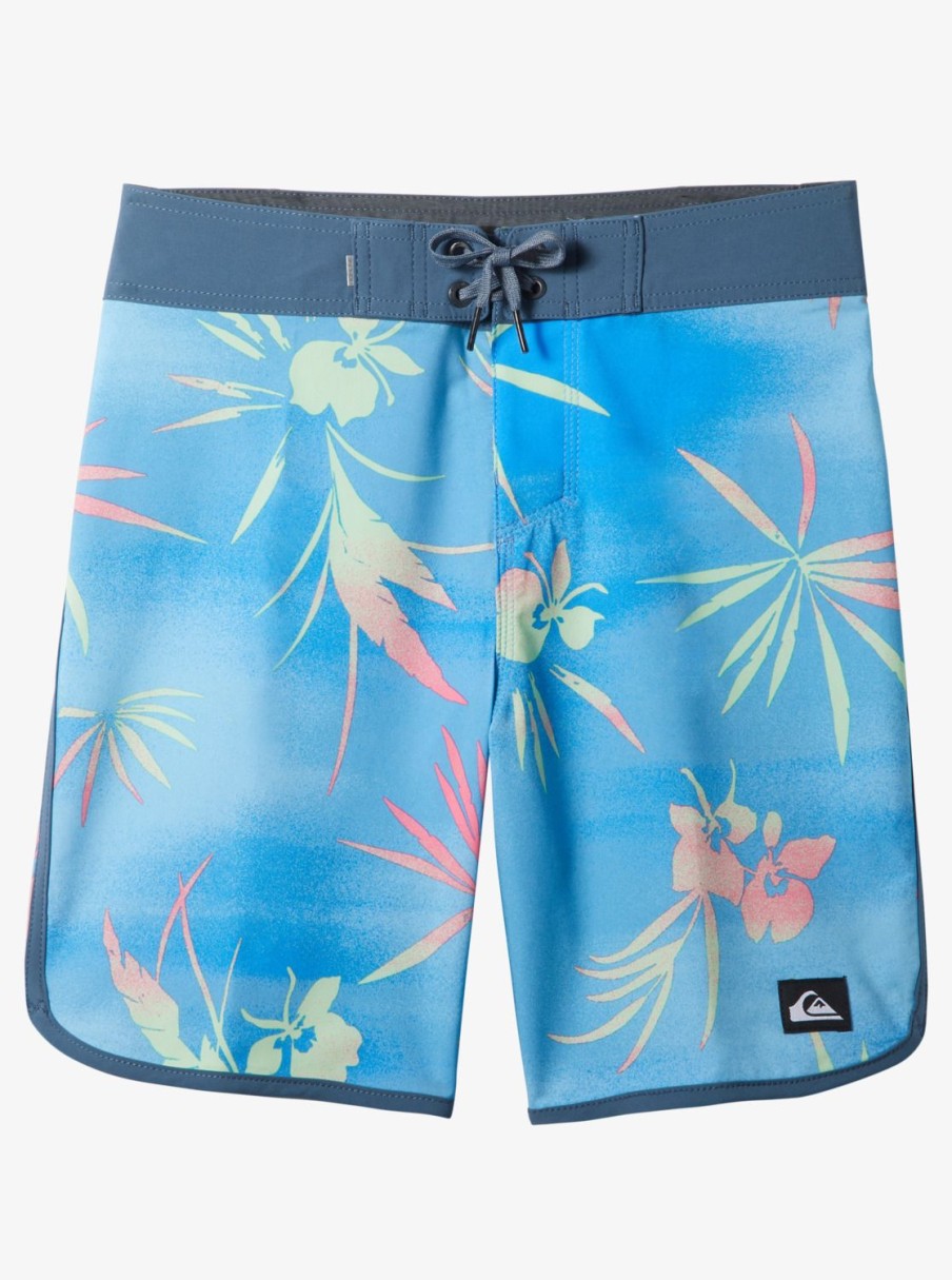 Boys Quiksilver Shorts | Boy'S 8-16 Surfsilk Scallop 17" Boardshorts Azure Blue