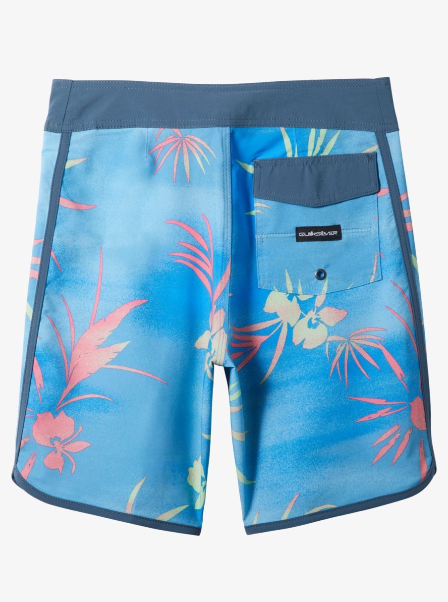 Boys Quiksilver Shorts | Boy'S 8-16 Surfsilk Scallop 17" Boardshorts Azure Blue