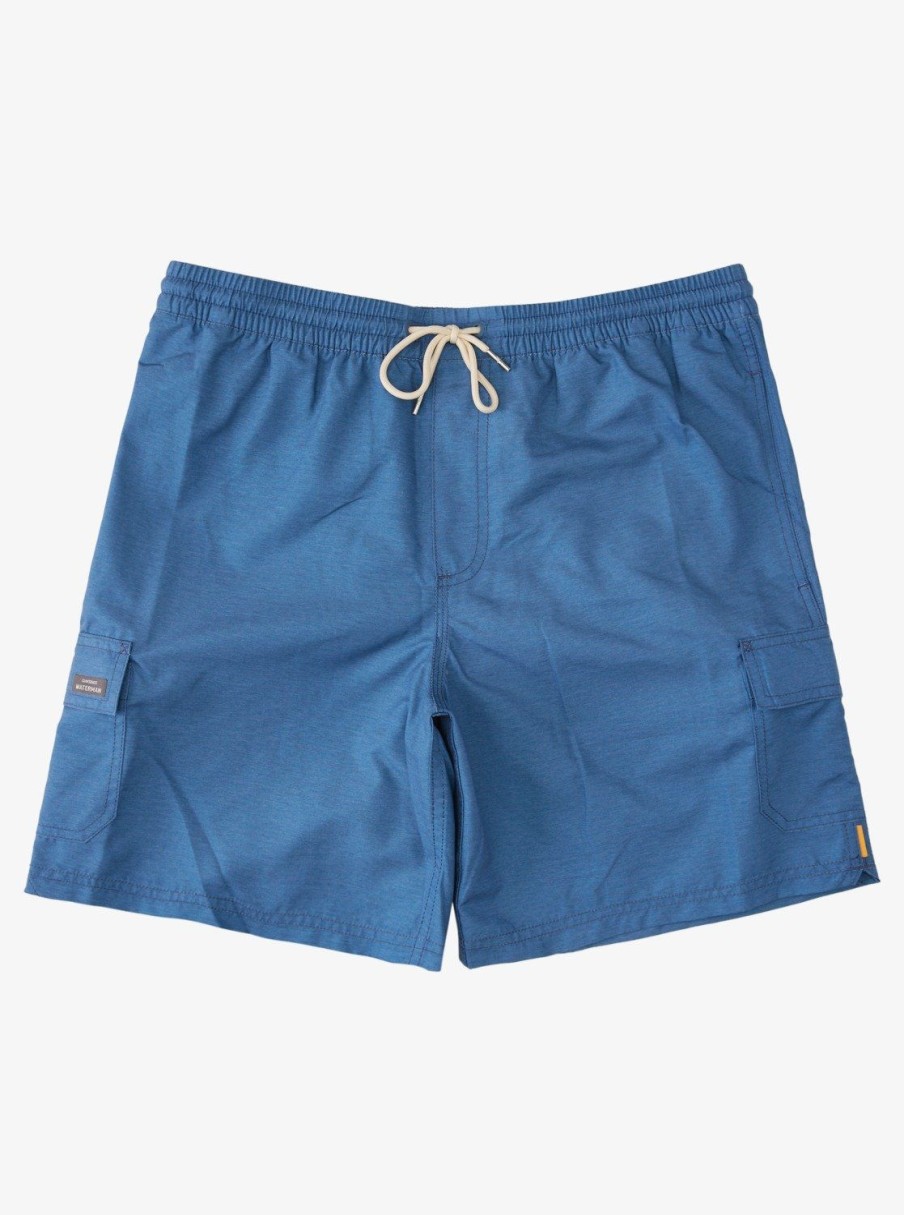 Mens Quiksilver Elastic Waist | Waterman Balance 18" Volleys Ensign Blue Heather