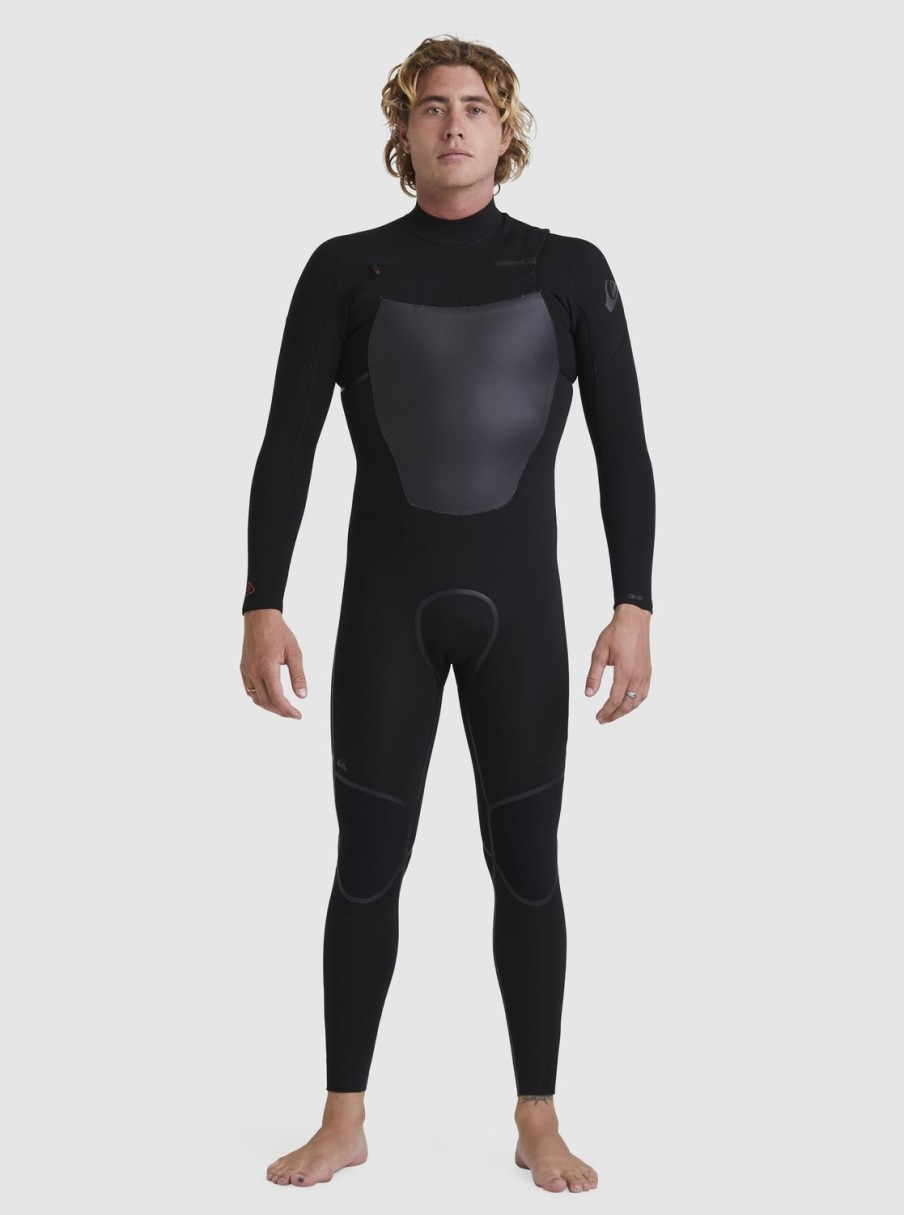 Mens Quiksilver Wetsuits | 3/2 Marathon Sessions Chest-Zip Wetsuit Black