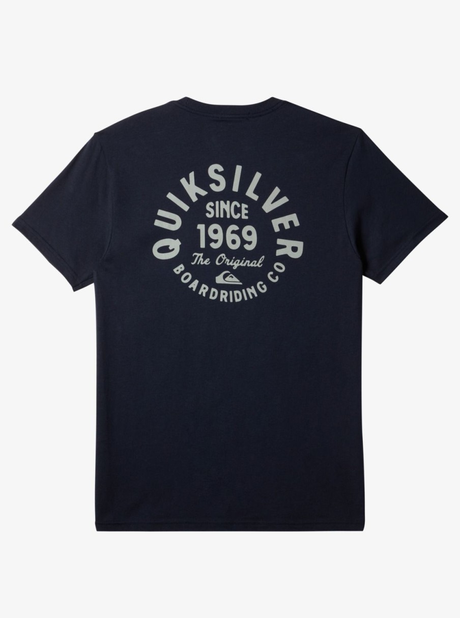 Mens Quiksilver Tees | Circled Script T-Shirt Navy Blazer