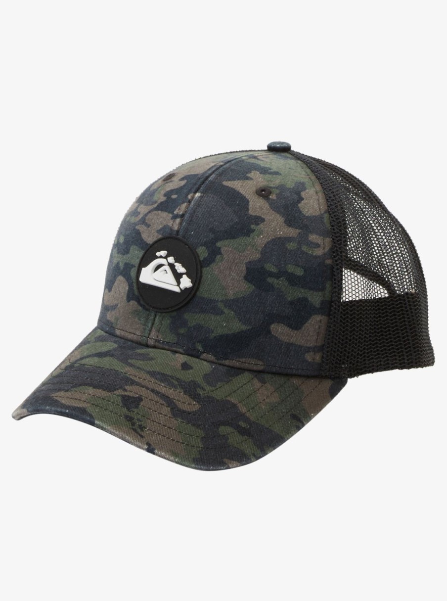 Mens Quiksilver Hats | Hawaii Islands Camo Trucker Hat Thyme