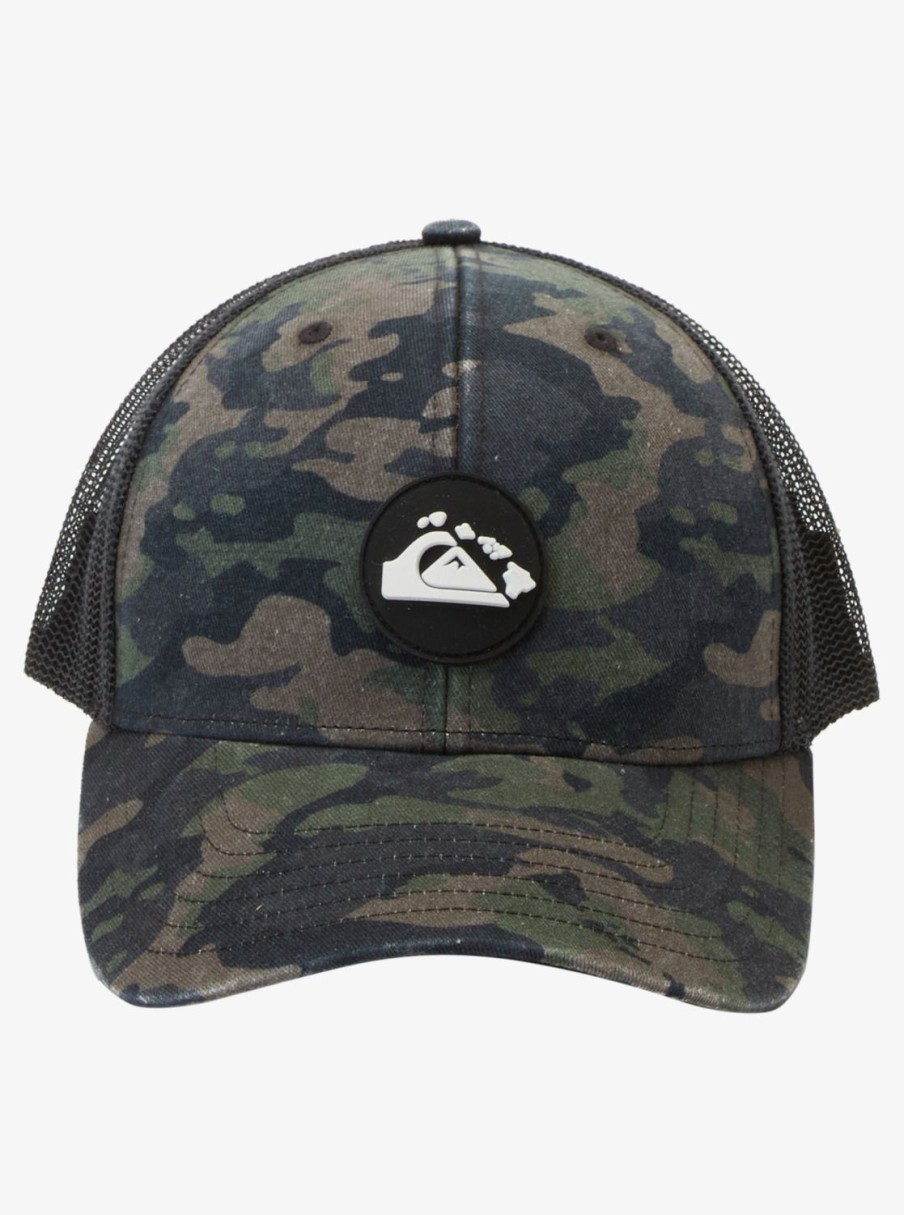 Mens Quiksilver Hats | Hawaii Islands Camo Trucker Hat Thyme