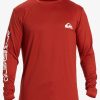 Mens Quiksilver Rashguards | Omni Session Long Sleeve Upf 50 Surf T-Shirt Red Ochre