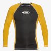 Mens Quiksilver Rashguards | Saturn Protection Long Sleeve Upf 50 Rashguard For Men Yolk Yellow