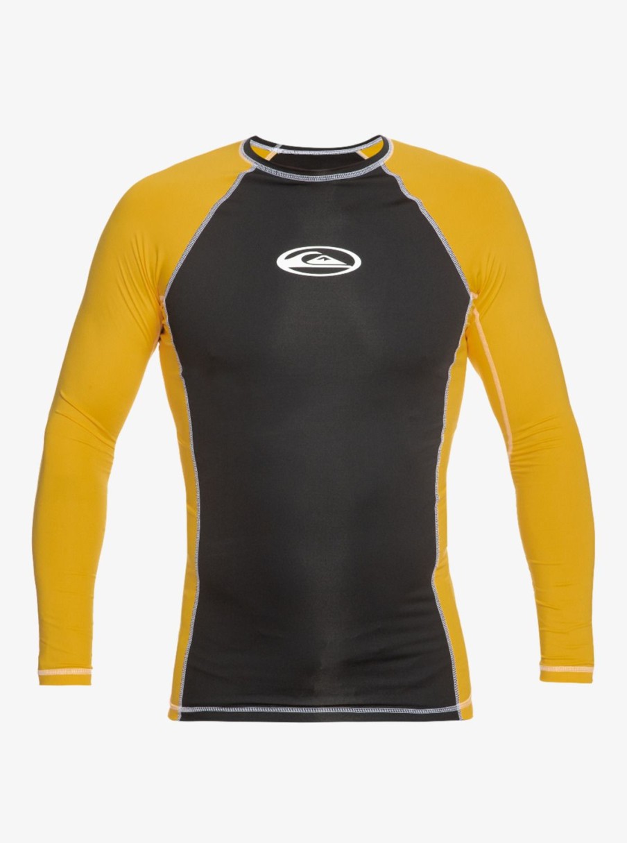 Mens Quiksilver Rashguards | Saturn Protection Long Sleeve Upf 50 Rashguard For Men Yolk Yellow