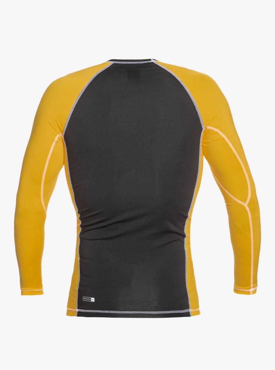 Mens Quiksilver Rashguards | Saturn Protection Long Sleeve Upf 50 Rashguard For Men Yolk Yellow