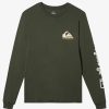 Mens Quiksilver Tees | Omni Logo Long Sleeve T-Shirt Climbing Ivy