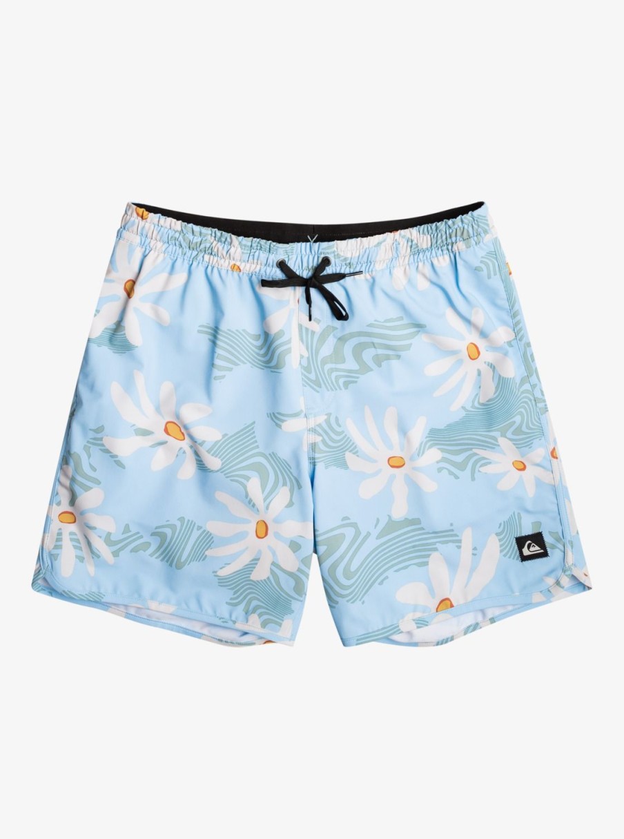 Mens Quiksilver Elastic Waist | Surfsilk Scallop Volley 17" Volleys Clear Sky