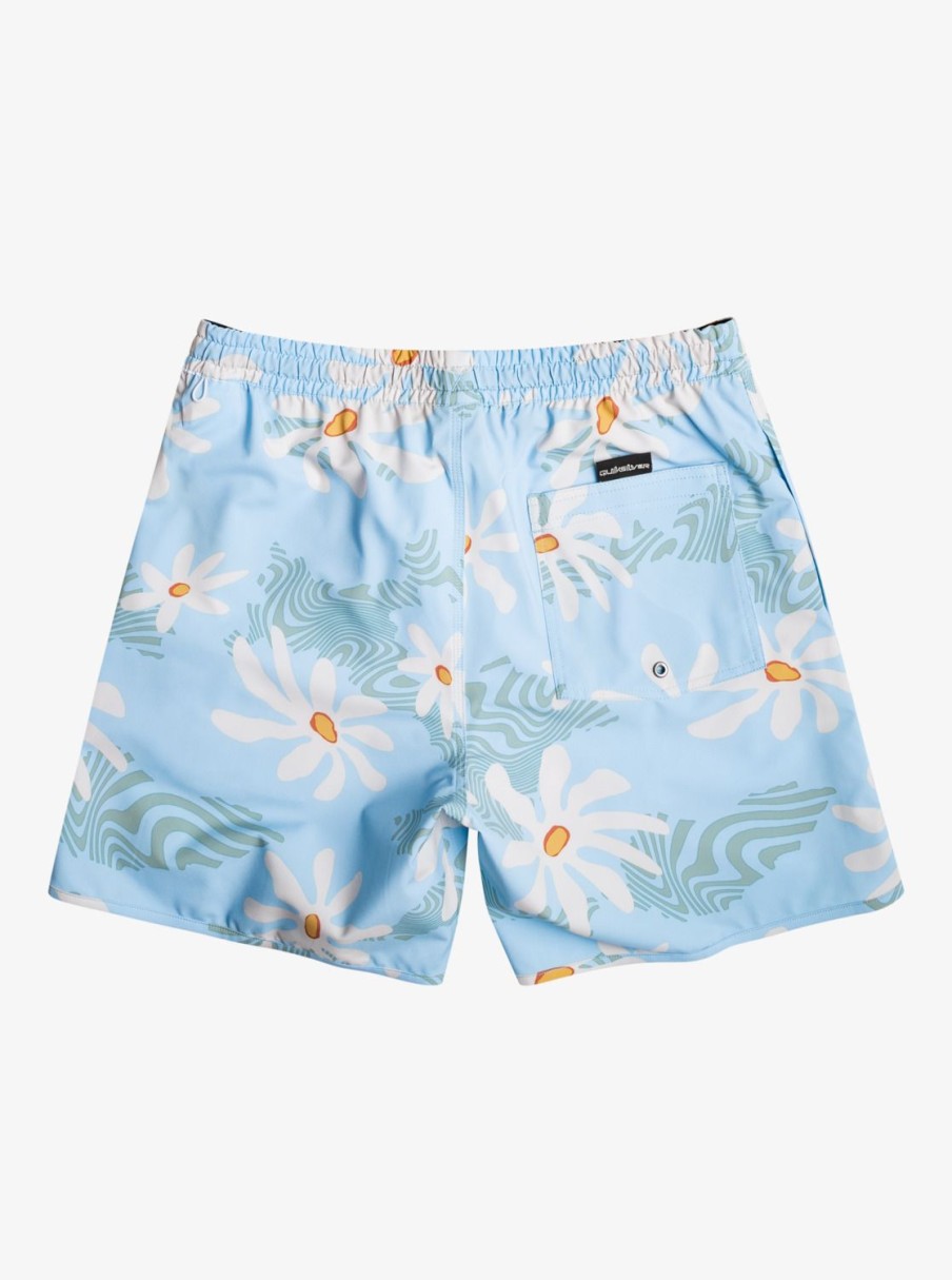 Mens Quiksilver Elastic Waist | Surfsilk Scallop Volley 17" Volleys Clear Sky