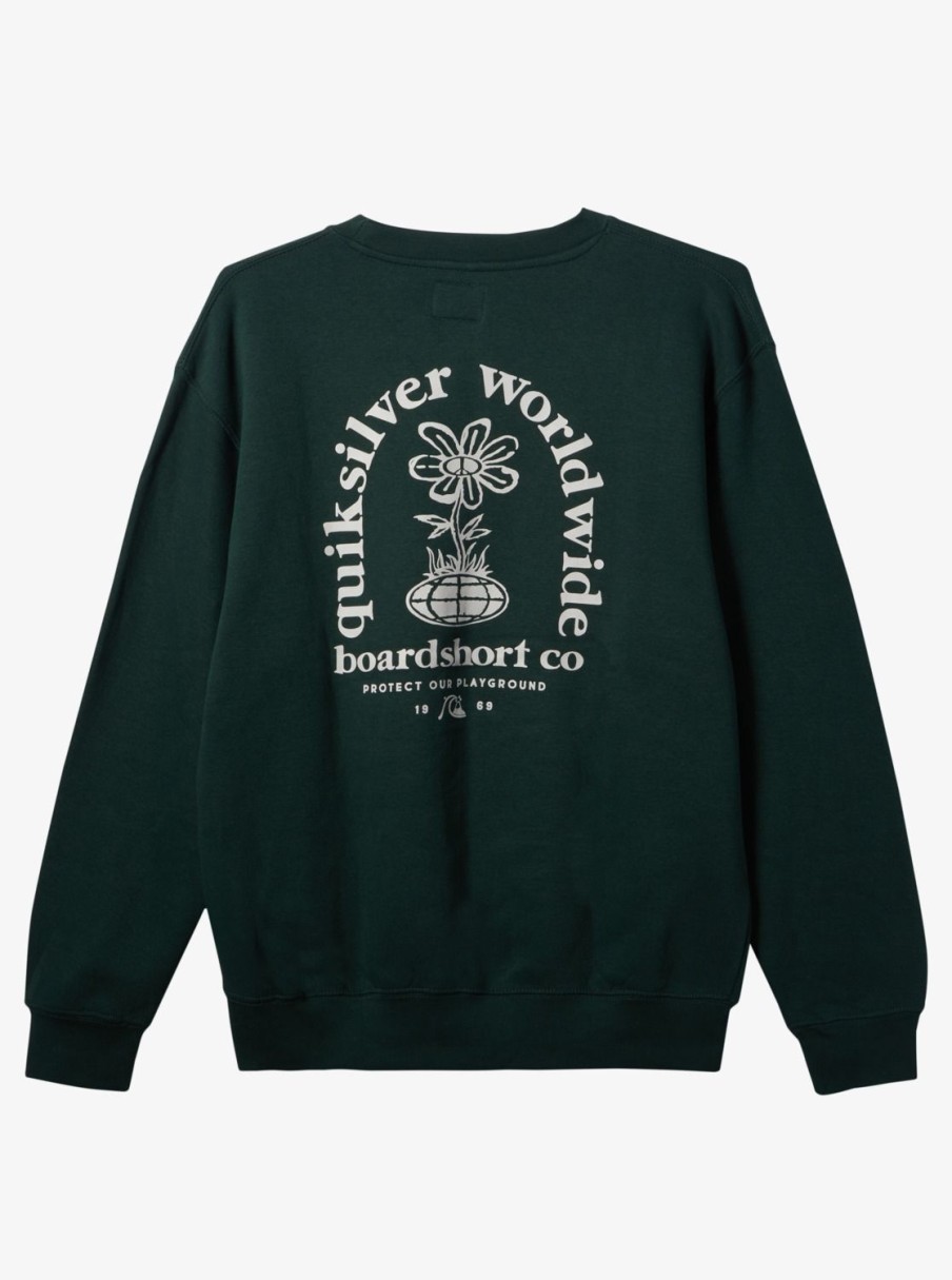 Mens Quiksilver Sweatshirts & Hoodies | E Peace Out Crew Neck Sweatshirt Green