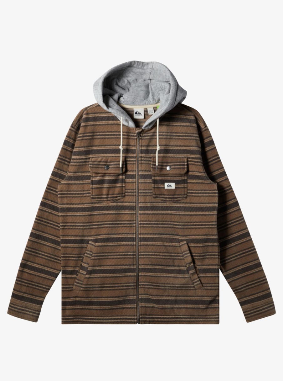 Mens Quiksilver Sweatshirts & Hoodies | Super Swell Zip-Up Hoodie Major Brown Super Swell Plaid