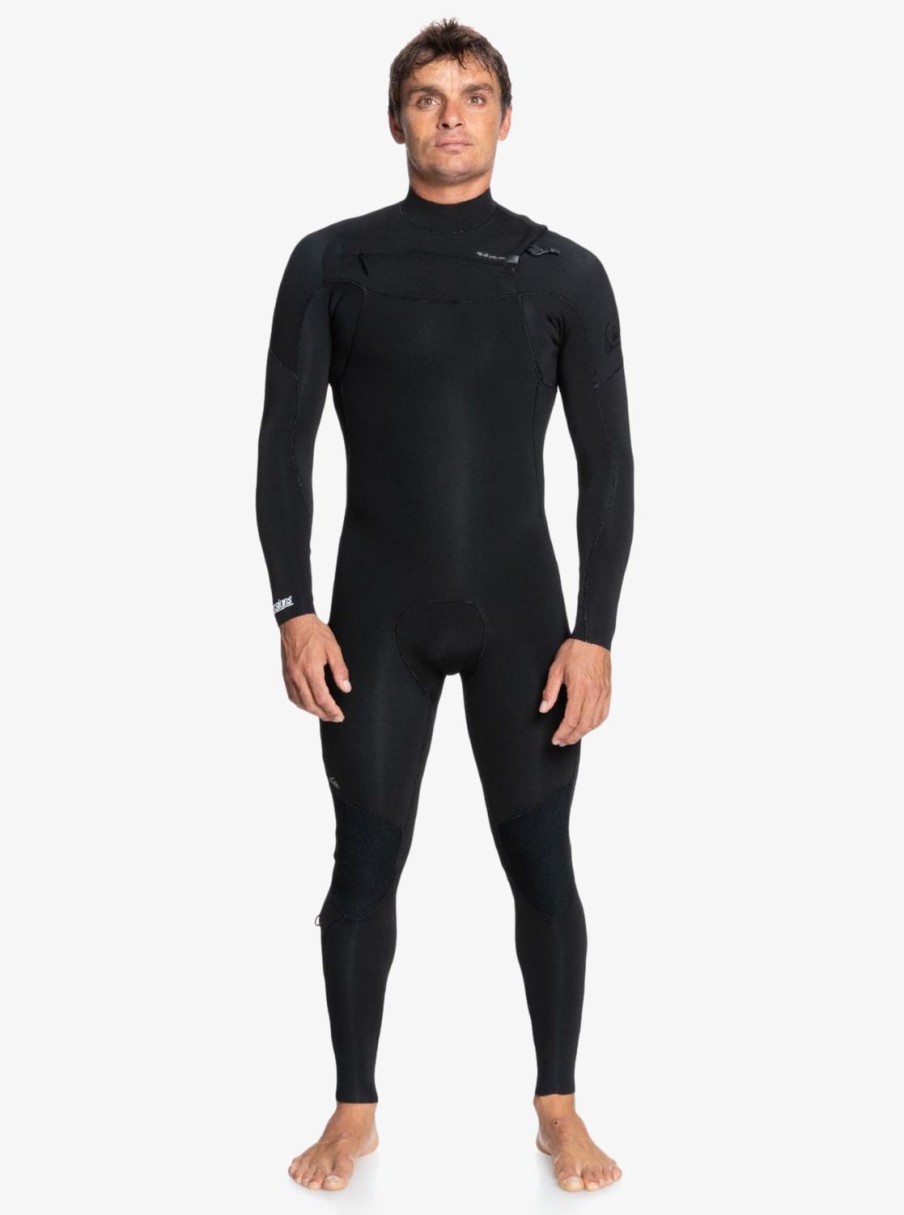 Mens Quiksilver Wetsuits | 4/3Mm Everyday Sessions Chest Zip Wetsuit Black