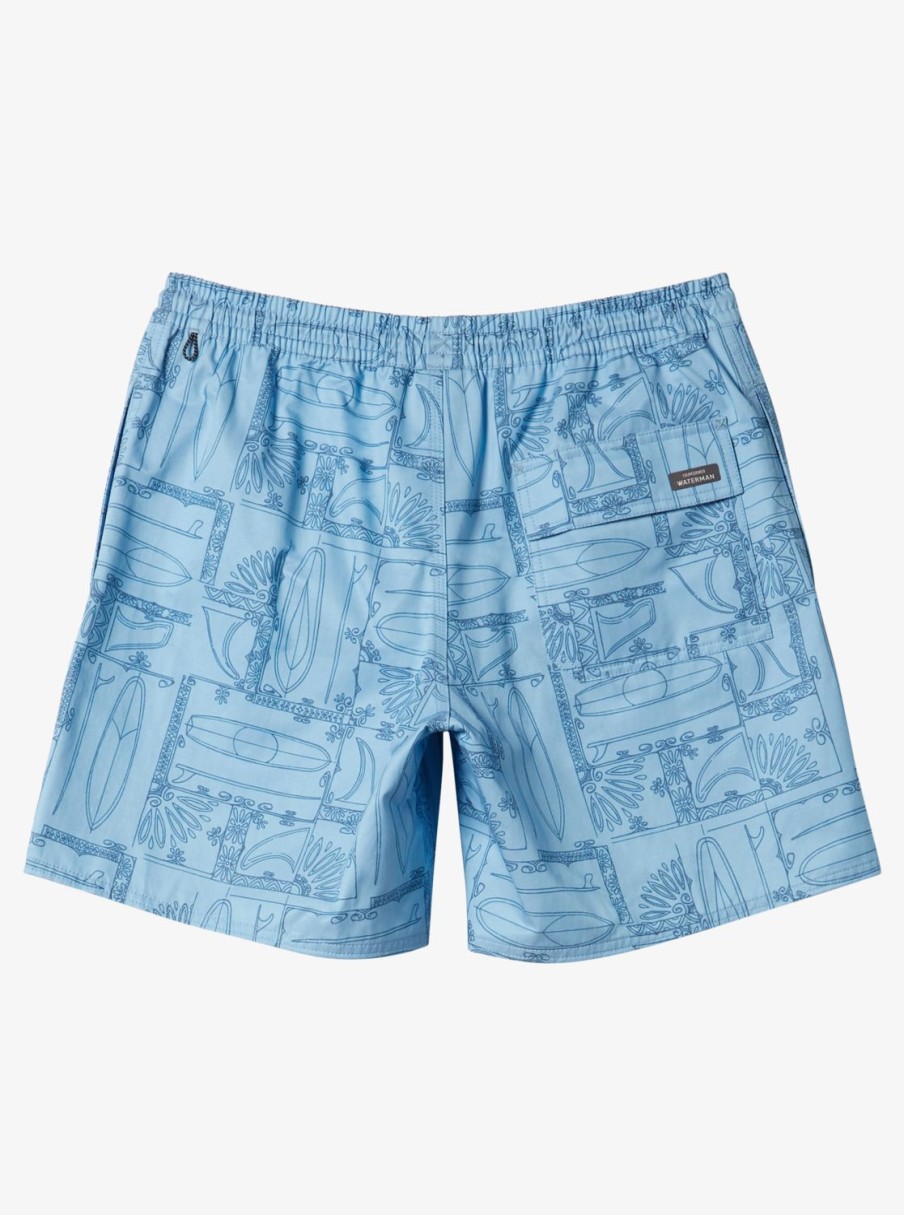 Mens Quiksilver Elastic Waist | Waterman Longboard Volley 17" Elastic Waist Shorts Dusk Blue Longboard