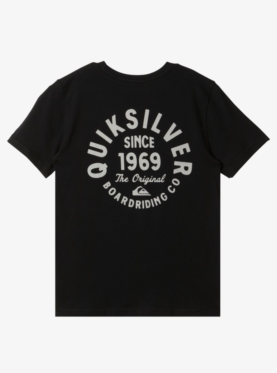 Boys Quiksilver Tees | Boy'S 8-16 Circled Script T-Shirt Black