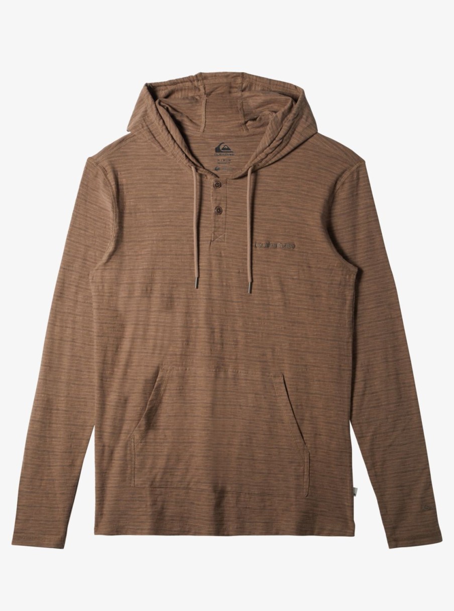 Mens Quiksilver Tees | Kentin Long Sleeves Hooded T-Shirt Kentin Fossil