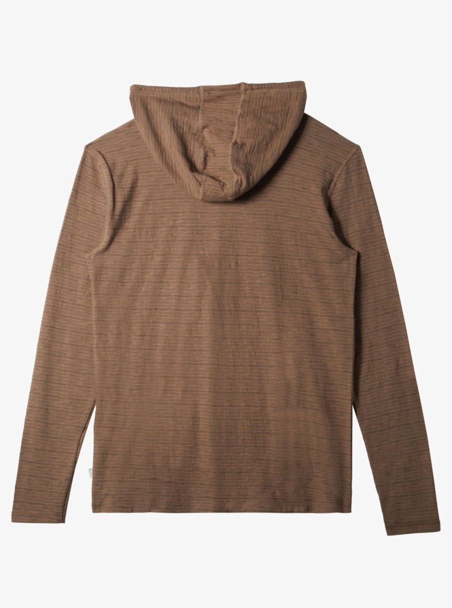 Mens Quiksilver Tees | Kentin Long Sleeves Hooded T-Shirt Kentin Fossil