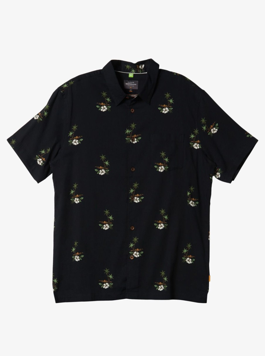 Mens Quiksilver Shirts & Polos | Waterman Micronesia Woven Shirt Micronesia Dusk Black