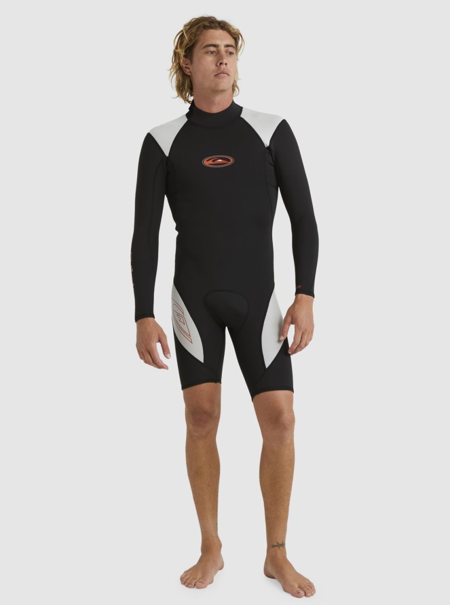 Mens Quiksilver Wetsuits | 2/2Mm Capsule Saturn Long Sleeve Spring Suit Black/Lunar Rock