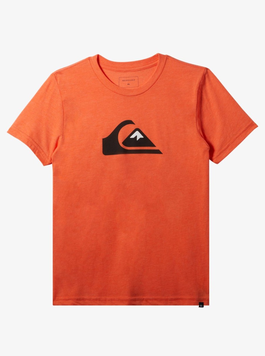 Boys Quiksilver Tees | Boy'S 8-16 Comp Logo T-Shirt Red Orange Heather