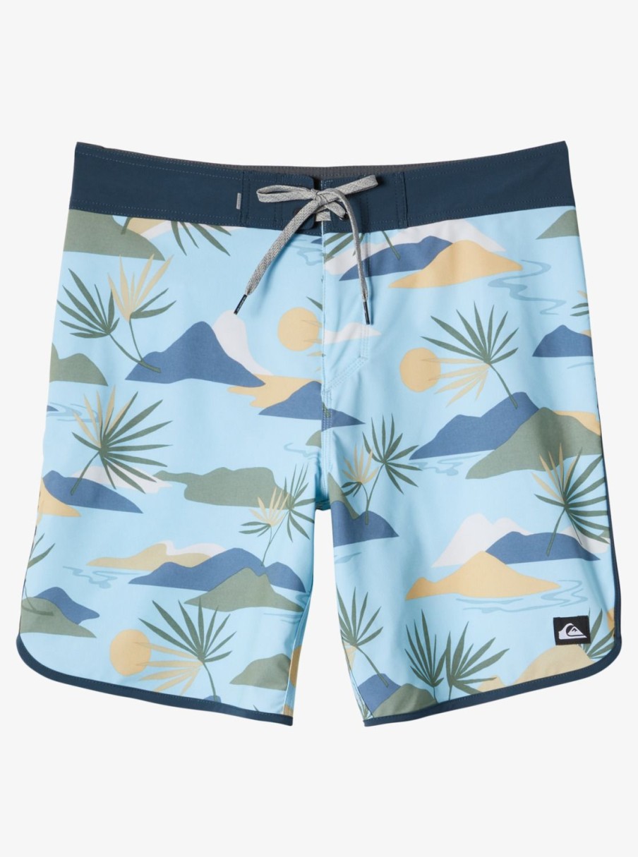 Mens Quiksilver Boardshorts | Surfsilk Scallop 19" Boardshorts Sky Blue