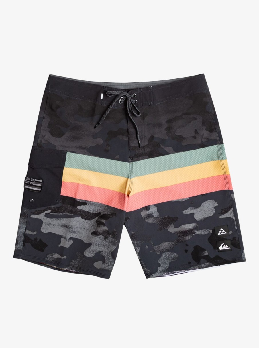 Mens Quiksilver Boardshorts | Surfsilk Hawaii Stripe 20" Boardshorts Black