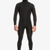 Mens Quiksilver Wetsuits | 5/4/3Mm Everyday Sessions Hooded Chest Zip Wetsuit Black