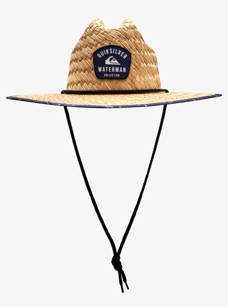 Mens Quiksilver Hats | Waterman Outsider Straw Lifeguard Hat Medieval Blue Line Spinner