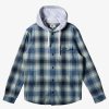 Mens Quiksilver Shirts & Polos | Kinloss Long Sleeve Hooded Shirt Iceberg Green Kinloss