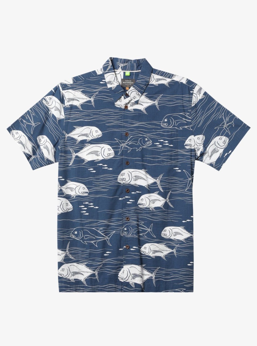 Mens Quiksilver Shirts & Polos | Waterman Dive Sites Woven Shirt Ensign Blue Dive Sites