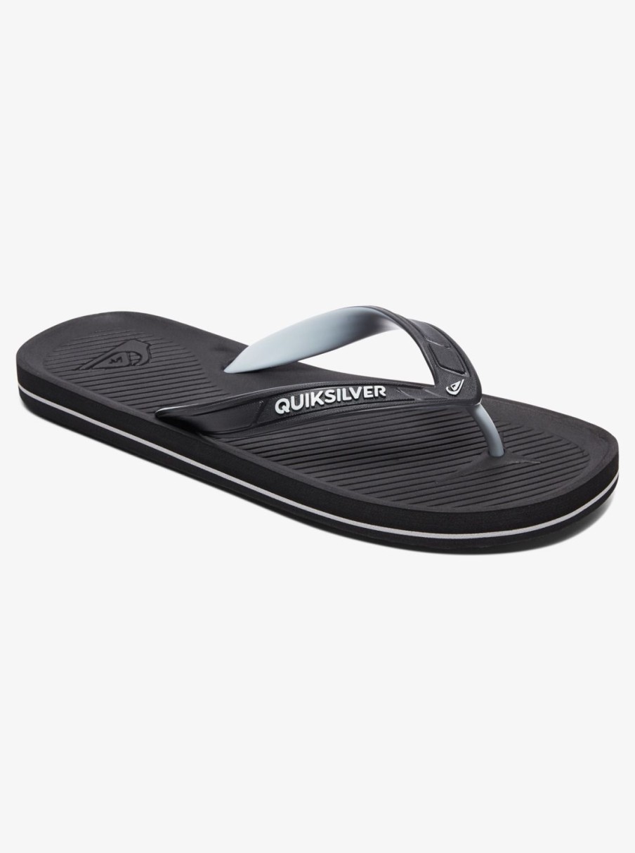 Mens Quiksilver Sandals | Haleiwa Flip-Flops Black/Grey/Black