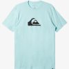 Mens Quiksilver Tees | Comp Logo T-Shirt Pastel Turquoise