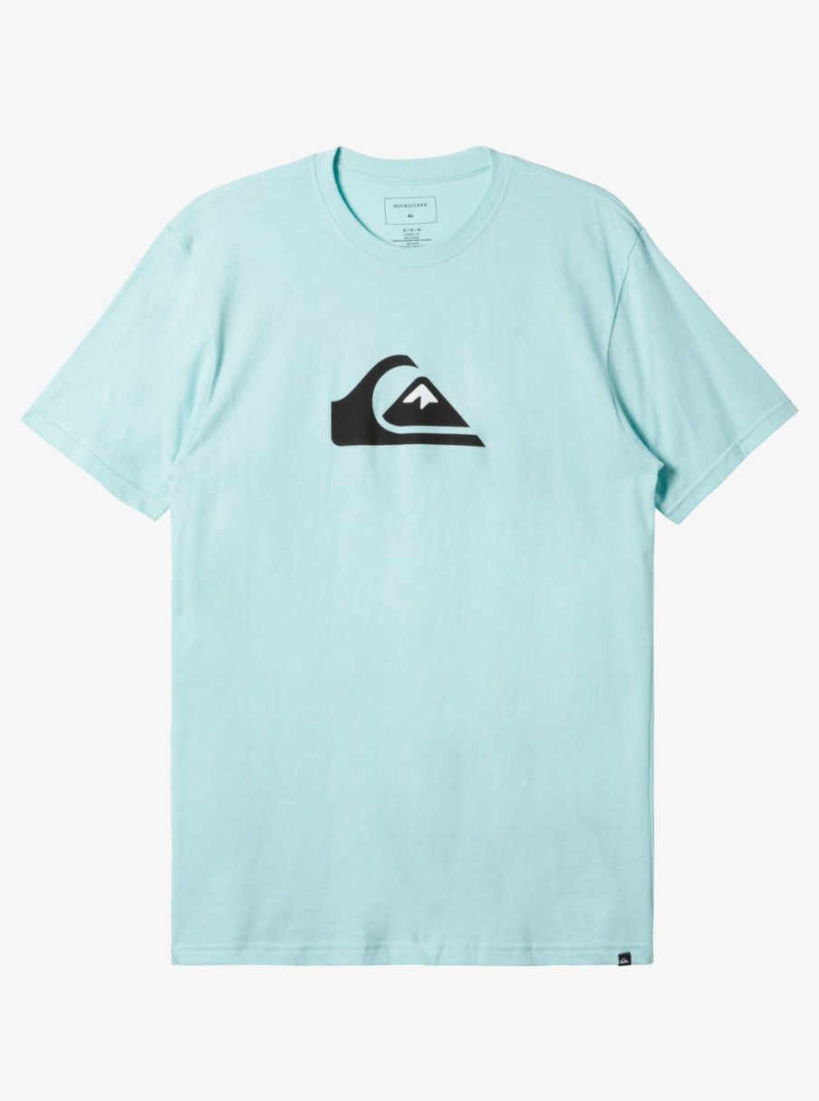 Mens Quiksilver Tees | Comp Logo T-Shirt Pastel Turquoise