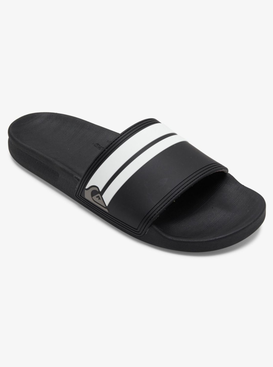 Mens Quiksilver Sandals | Rivi Slides Black/Black/White