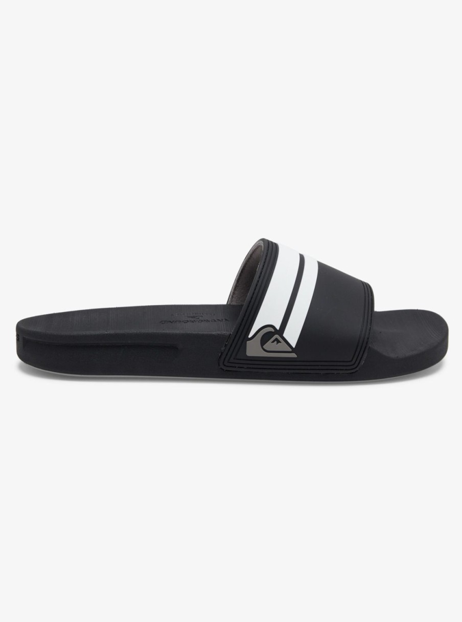 Mens Quiksilver Sandals | Rivi Slides Black/Black/White