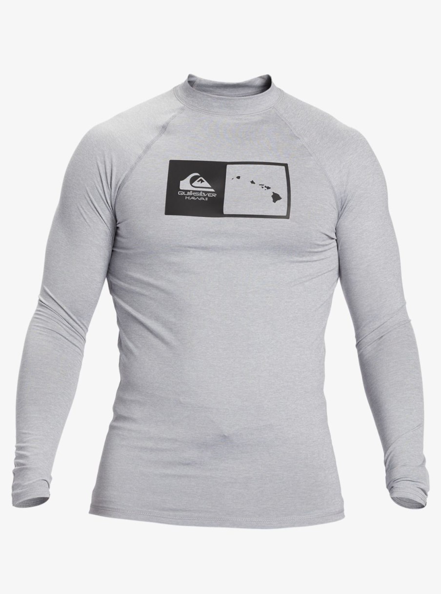 Mens Quiksilver Rashguards | Hawaii Double Down Upf 50 Long Sleeve Surf Tee Sleet Heather