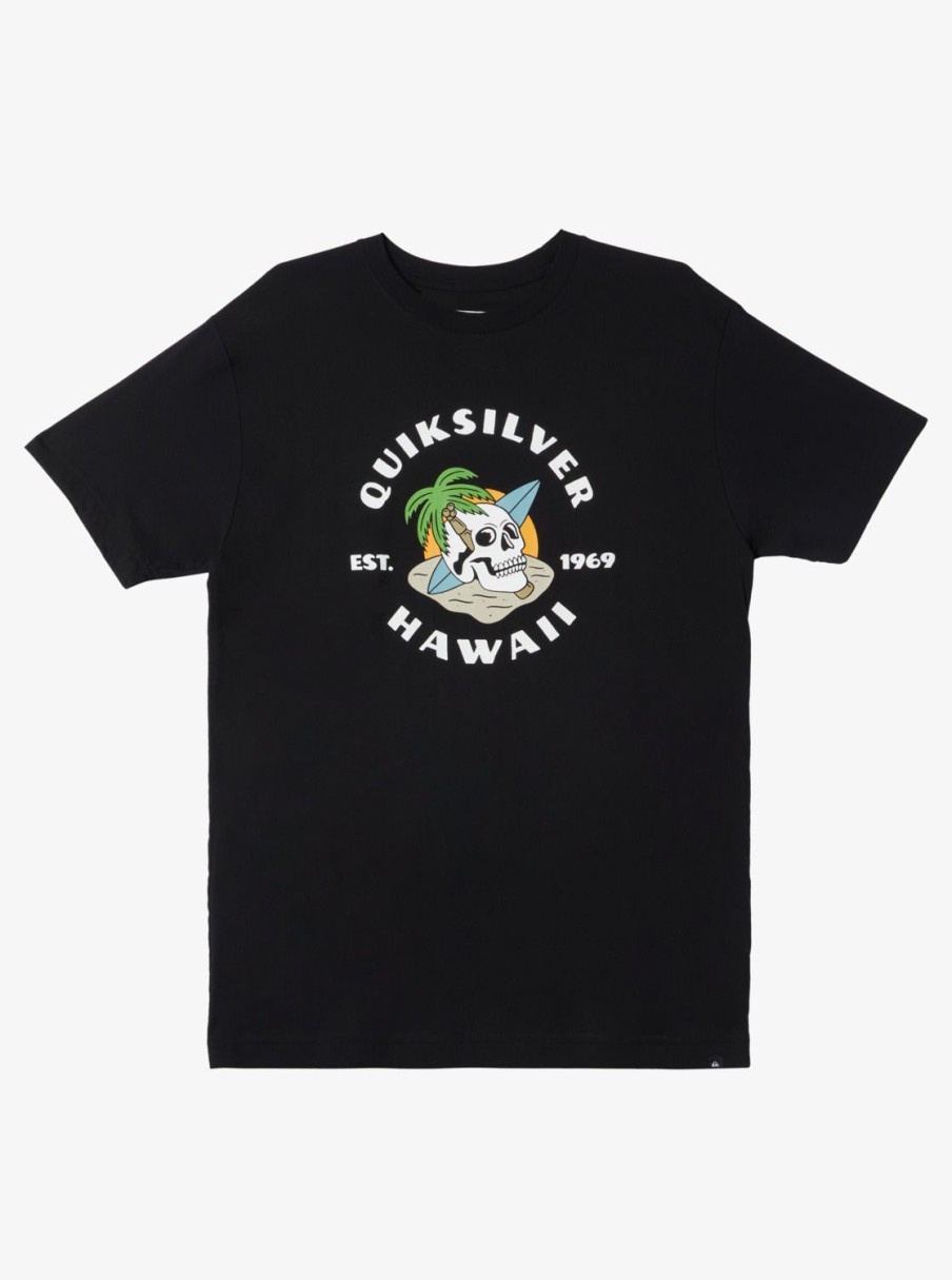 Mens Quiksilver Tees | Hawaii Palm And Skull T-Shirt Black