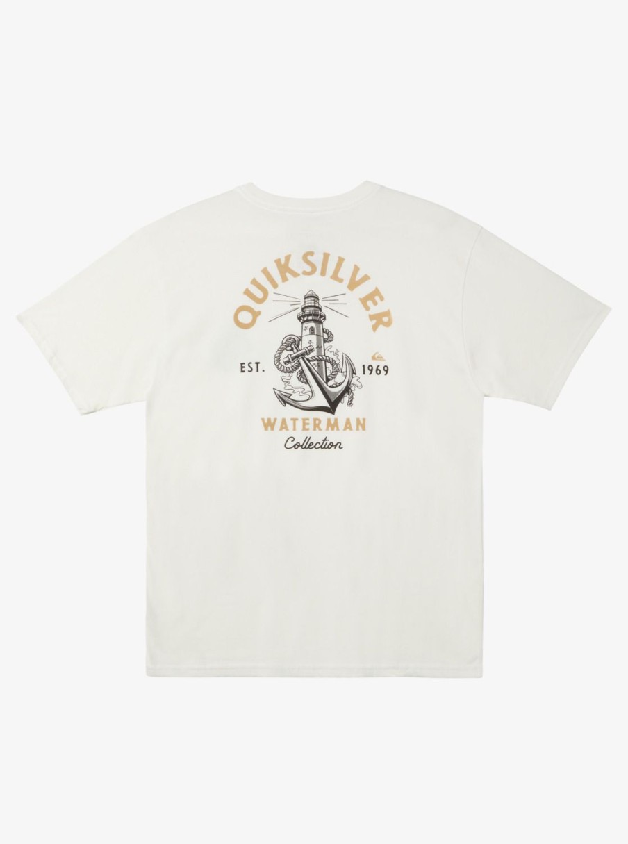 Mens Quiksilver Tees | Waterman Anchors Away Qt-Shirt Snow White