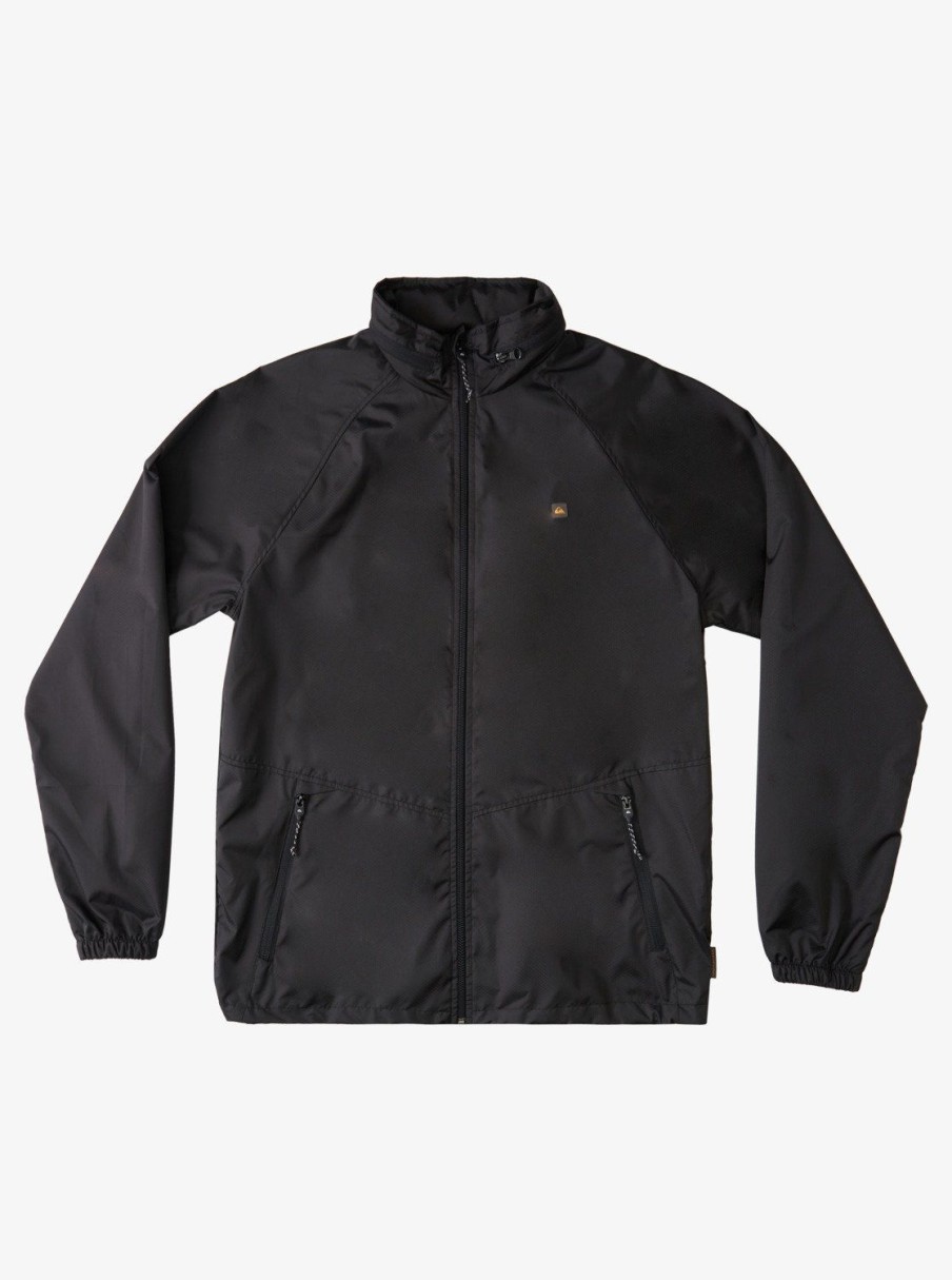 Mens Quiksilver Jackets | Waterman Shell Shock Water-Resistant Lightweight Mini Ripstop Windbreaker Black