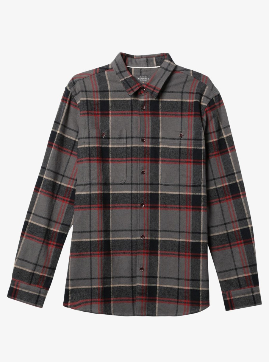 Mens Quiksilver Shirts & Polos | Waterman Lower Ridge Flannel Long Sleeve Top Granite Grey Lower Ridge