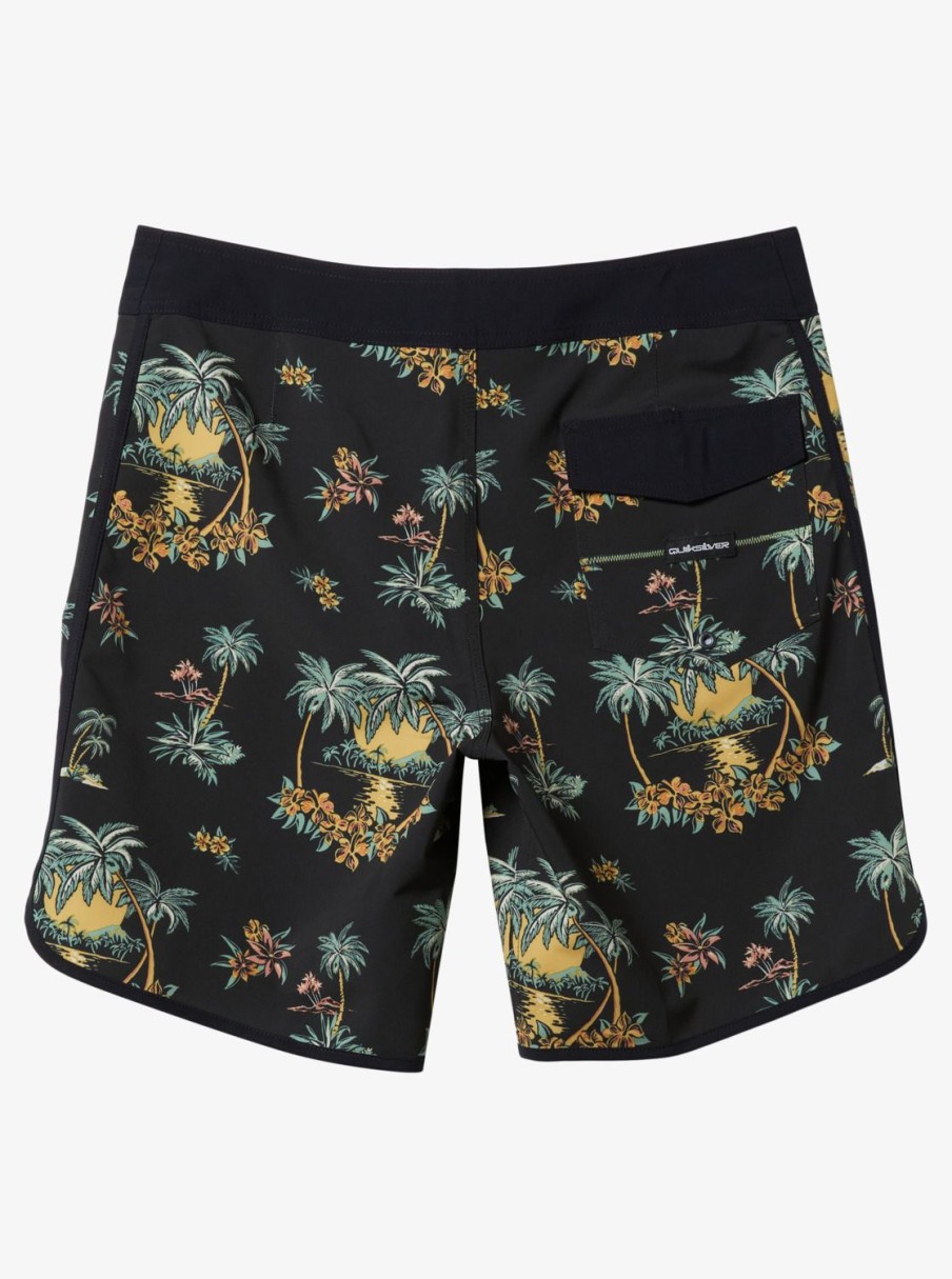 Mens Quiksilver Boardshorts | Surfsilk Scallop 19" Boardshorts Black Palm Spritz