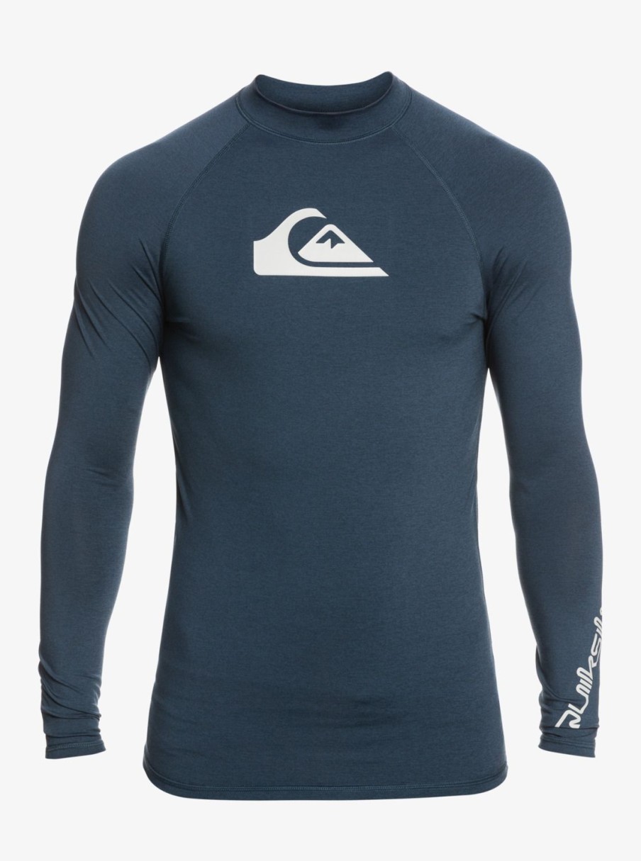 Mens Quiksilver Rashguards | All Time Long Sleeve Upf 50 Rashguard Navy Blazer Heather