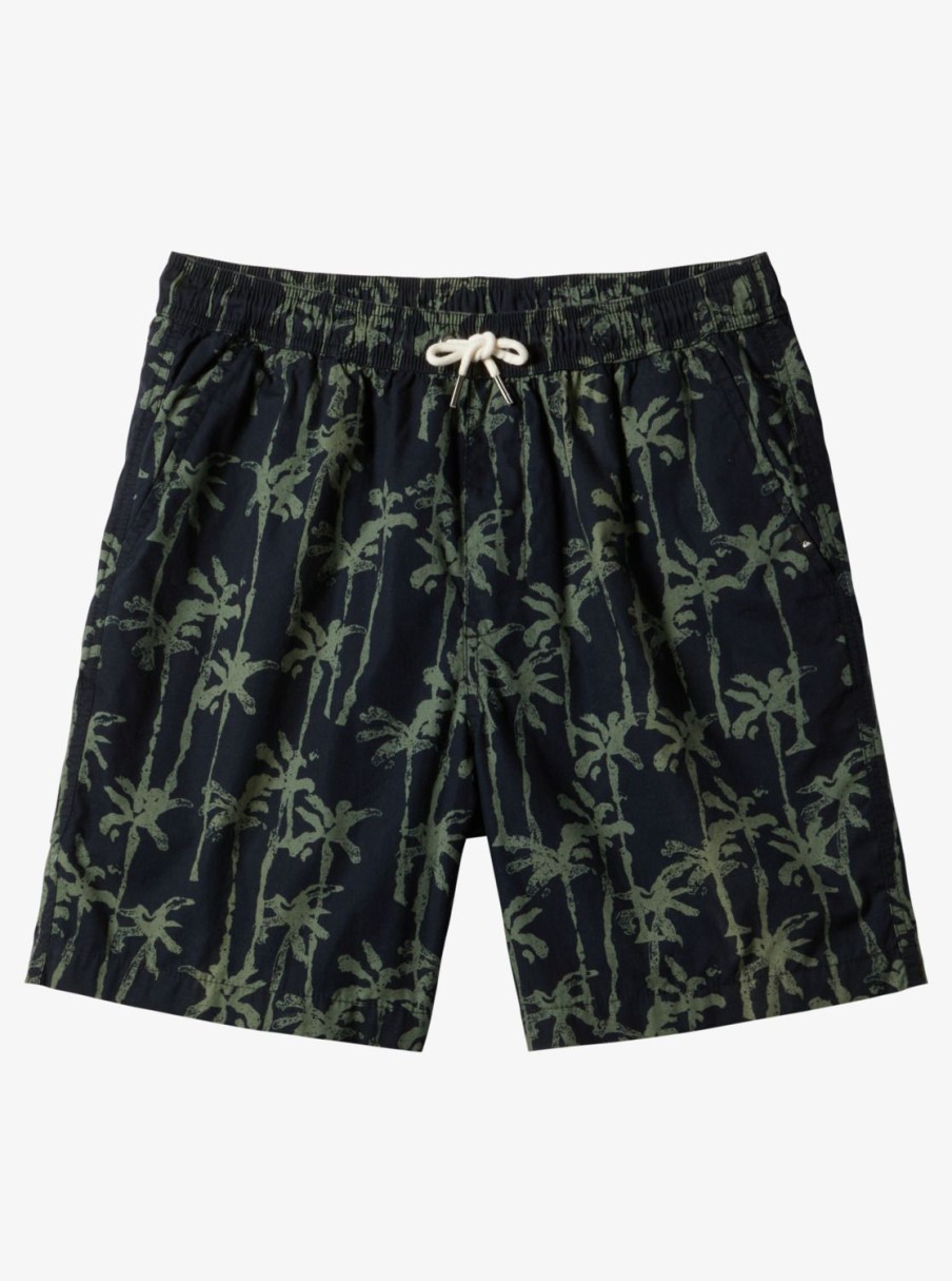 Mens Quiksilver Shorts & Amphibians | Taxer Print Elastic Waist Shorts Laurel Wreath Painted Palms