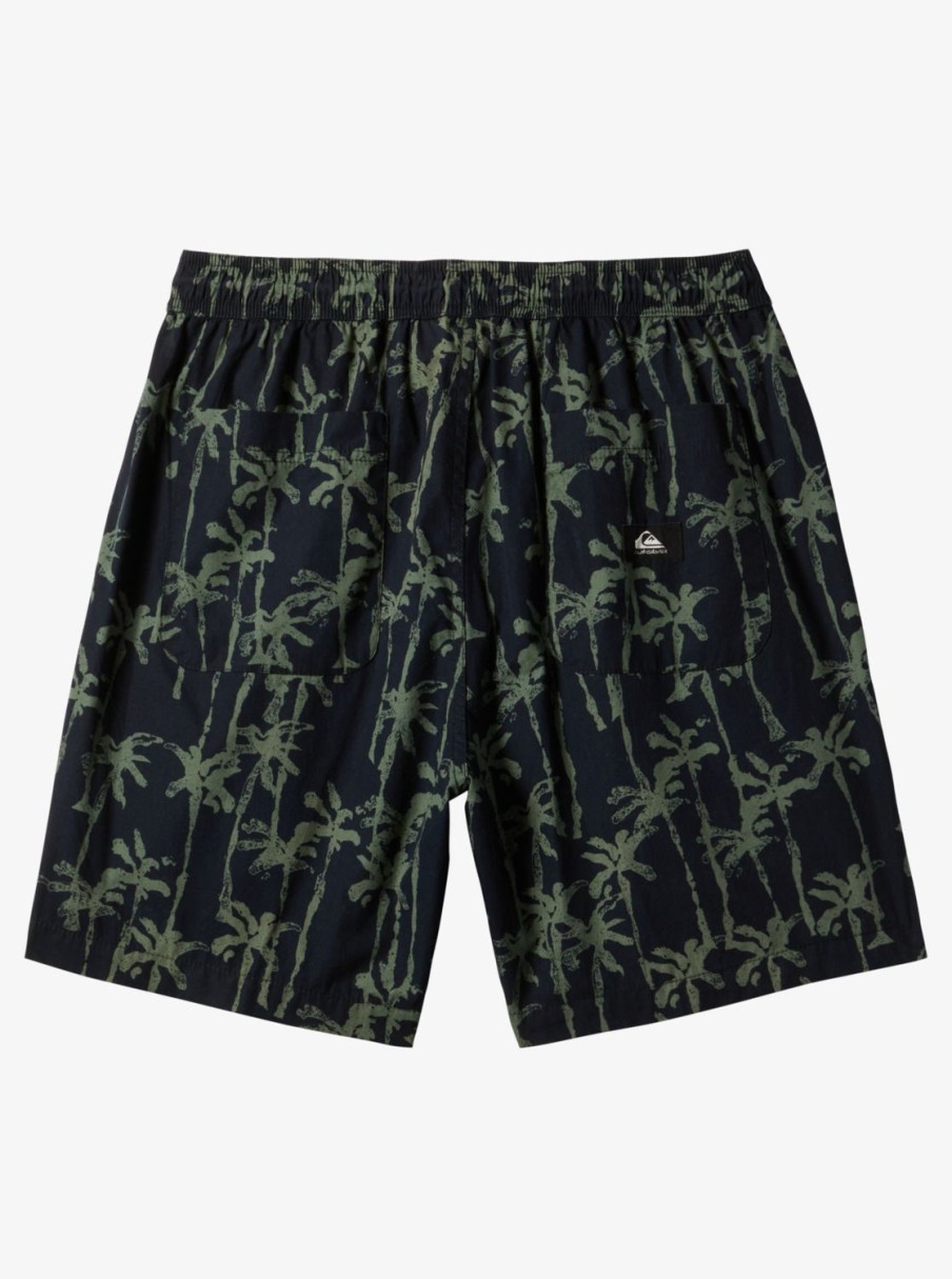 Mens Quiksilver Shorts & Amphibians | Taxer Print Elastic Waist Shorts Laurel Wreath Painted Palms