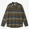 Mens Quiksilver Shirts & Polos | Waterman Lowest Tide Flannel Long Sleeve Top Dusty Olive Lowest Tide