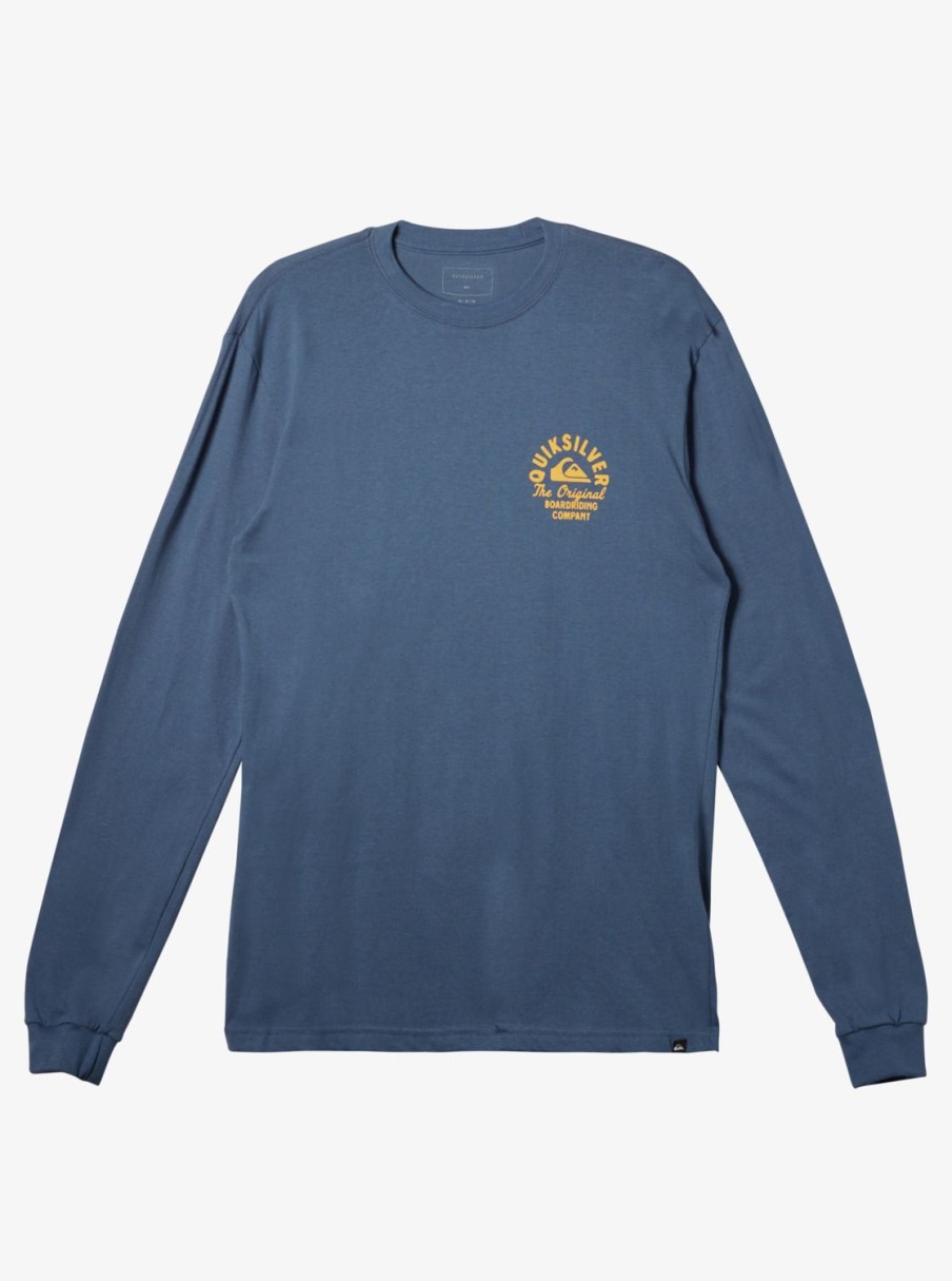 Mens Quiksilver Tees | Circled Script Long Sleeve T-Shirt Bering Sea