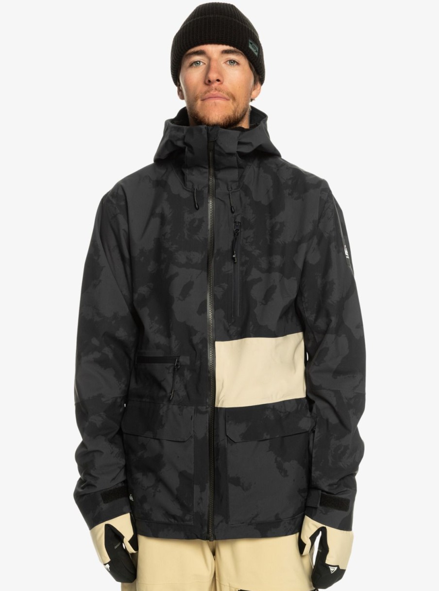 Mens Quiksilver Snow Jackets | Sammy Carlson Stretch Quest Technical Snow Jacket Tie Dye True Black